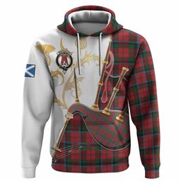 MacCracken (McCracken) Tartan Family Crest Hoodie Bagpipes with Scottish Thistle