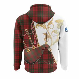 Livingstone (Livingston) Tartan Family Crest Hoodie Bagpipes with Scottish Thistle