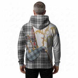 Glen Tartan Family Crest Hoodie Bagpipes with Scottish Thistle