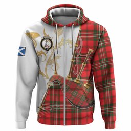 Langlands Tartan Family Crest Hoodie Bagpipes with Scottish Thistle