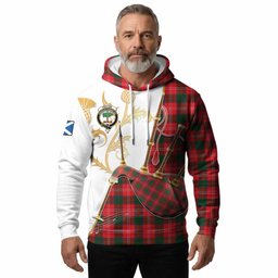 Fenton Tartan Family Crest Hoodie Bagpipes with Scottish Thistle