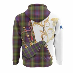 Watson Tartan Family Crest Hoodie Bagpipes with Scottish Thistle