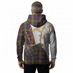 Watson Tartan Family Crest Hoodie Bagpipes with Scottish Thistle
