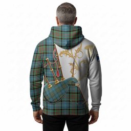 Paisley Tartan Family Crest Hoodie Bagpipes with Scottish Thistle