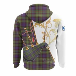 Rollo Tartan Family Crest Hoodie Bagpipes with Scottish Thistle