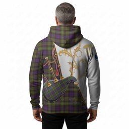 Rollo Tartan Family Crest Hoodie Bagpipes with Scottish Thistle