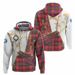 Riddell Tartan Family Crest Hoodie Bagpipes with Scottish Thistle