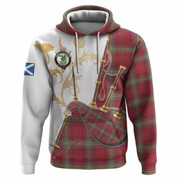Seton Tartan Family Crest Hoodie Bagpipes with Scottish Thistle
