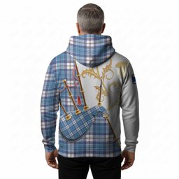 Roberton Tartan Family Crest Hoodie Bagpipes with Scottish Thistle