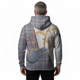 Tweedie Tartan Family Crest Hoodie Bagpipes with Scottish Thistle
