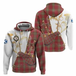 Scott Tartan Family Crest Hoodie Bagpipes with Scottish Thistle