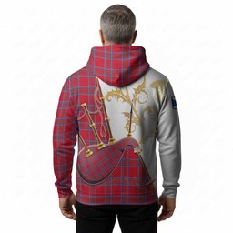 Rait Tartan Family Crest Hoodie Bagpipes with Scottish Thistle