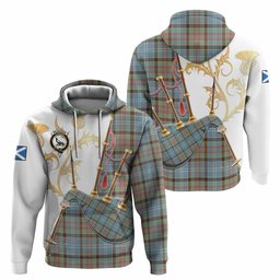Walkinshaw Tartan Family Crest Hoodie Bagpipes with Scottish Thistle