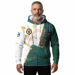 Snodgrass Tartan Family Crest Hoodie Bagpipes with Scottish Thistle