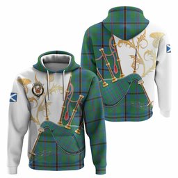 Snodgrass Tartan Family Crest Hoodie Bagpipes with Scottish Thistle