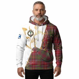 Somerville Tartan Family Crest Hoodie Bagpipes with Scottish Thistle