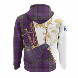 Weir Tartan Family Crest Hoodie Bagpipes with Scottish Thistle
