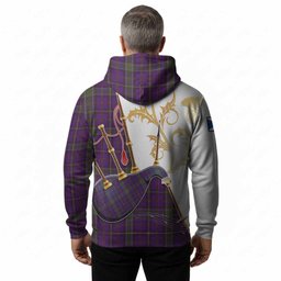 Weir Tartan Family Crest Hoodie Bagpipes with Scottish Thistle