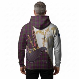 Urquhart Tartan Family Crest Hoodie Bagpipes with Scottish Thistle