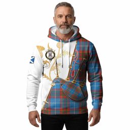 Spalding Tartan Family Crest Hoodie Bagpipes with Scottish Thistle