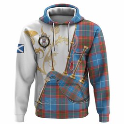 Spalding Tartan Family Crest Hoodie Bagpipes with Scottish Thistle