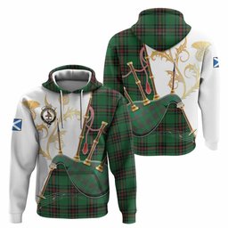 Orrock Tartan Family Crest Hoodie Bagpipes with Scottish Thistle