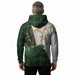 Orrock Tartan Family Crest Hoodie Bagpipes with Scottish Thistle