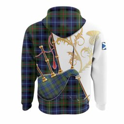 Smith Tartan Family Crest Hoodie Bagpipes with Scottish Thistle