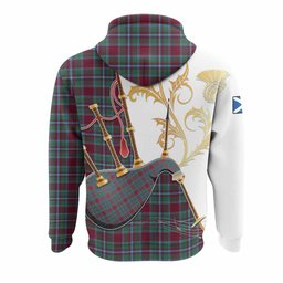 Spence (Spens) Tartan Family Crest Hoodie Bagpipes with Scottish Thistle
