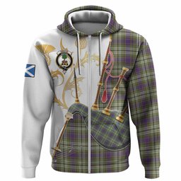 Swinton Tartan Family Crest Hoodie Bagpipes with Scottish Thistle