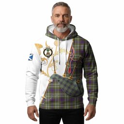 Swinton Tartan Family Crest Hoodie Bagpipes with Scottish Thistle