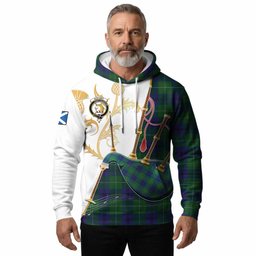Oliphant Tartan Family Crest Hoodie Bagpipes with Scottish Thistle