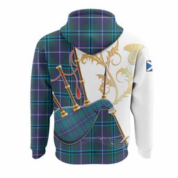 Sandilands Tartan Family Crest Hoodie Bagpipes with Scottish Thistle