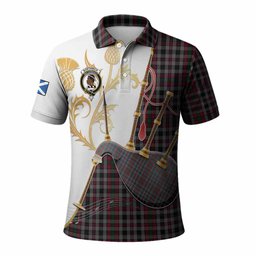 Borthwick Tartan Family Crest Polo Shirt Bagpipes with Scottish Thistle