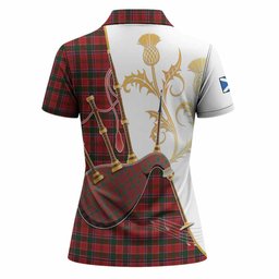 Dalzell (Dalziel) Tartan Family Crest Women Polo Shirt Bagpipes with Scottish Thistle