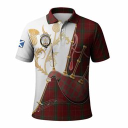 Carruthers Tartan Family Crest Polo Shirt Bagpipes with Scottish Thistle