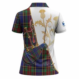 Beattie (Beatty) Tartan Family Crest Women Polo Shirt Bagpipes with Scottish Thistle