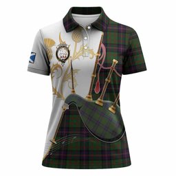 Cochrane Tartan Family Crest Women Polo Shirt Bagpipes with Scottish Thistle