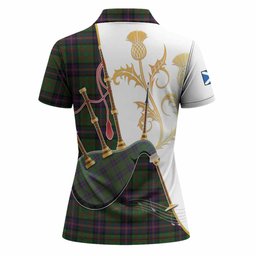 Cochrane Tartan Family Crest Women Polo Shirt Bagpipes with Scottish Thistle