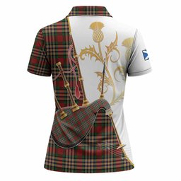 MacGill (MakGill) Tartan Family Crest Women Polo Shirt Bagpipes with Scottish Thistle