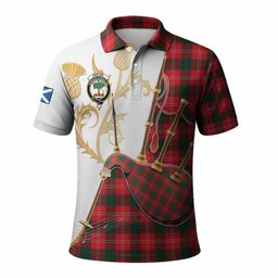 Fenton Tartan Family Crest Polo Shirt Bagpipes with Scottish Thistle