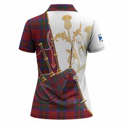 MacGilvery (McGilvery) Tartan Family Crest Women Polo Shirt Bagpipes with Scottish Thistle