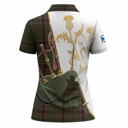 Murphy Tartan Family Crest Women Polo Shirt Bagpipes with Scottish Thistle