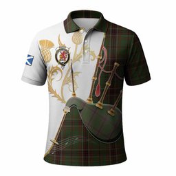 Murphy Tartan Family Crest Polo Shirt Bagpipes with Scottish Thistle