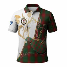 Middleton Tartan Family Crest Polo Shirt Bagpipes with Scottish Thistle