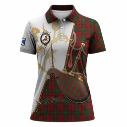 MacAulay (MacAuley) Tartan Family Crest Women Polo Shirt Bagpipes with Scottish Thistle