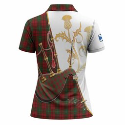 MacAulay (MacAuley) Tartan Family Crest Women Polo Shirt Bagpipes with Scottish Thistle