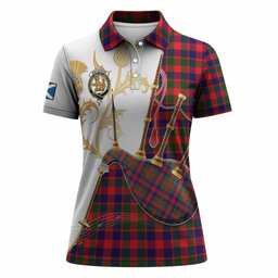 MacGowan (McGowan) Tartan Family Crest Women Polo Shirt Bagpipes with Scottish Thistle