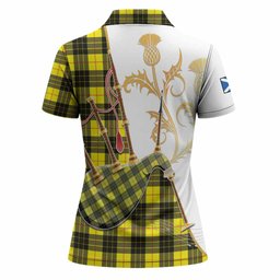 MacLeod (McLeod) Tartan Family Crest Women Polo Shirt Bagpipes with Scottish Thistle