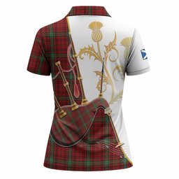 Morrison Tartan Family Crest Women Polo Shirt Bagpipes with Scottish Thistle